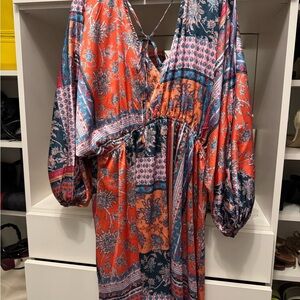 Fashion Nova Vibrant Patchwork Long Sleeve Dress